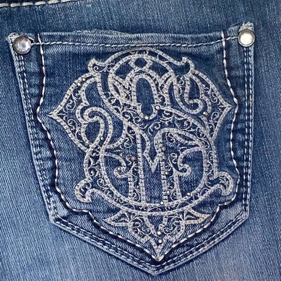 Paisley Sky Jean Mid Wash Blue Low Rise Boot Cut 5 Pocket W12 Embroidery Studded - Picture 10 of 16